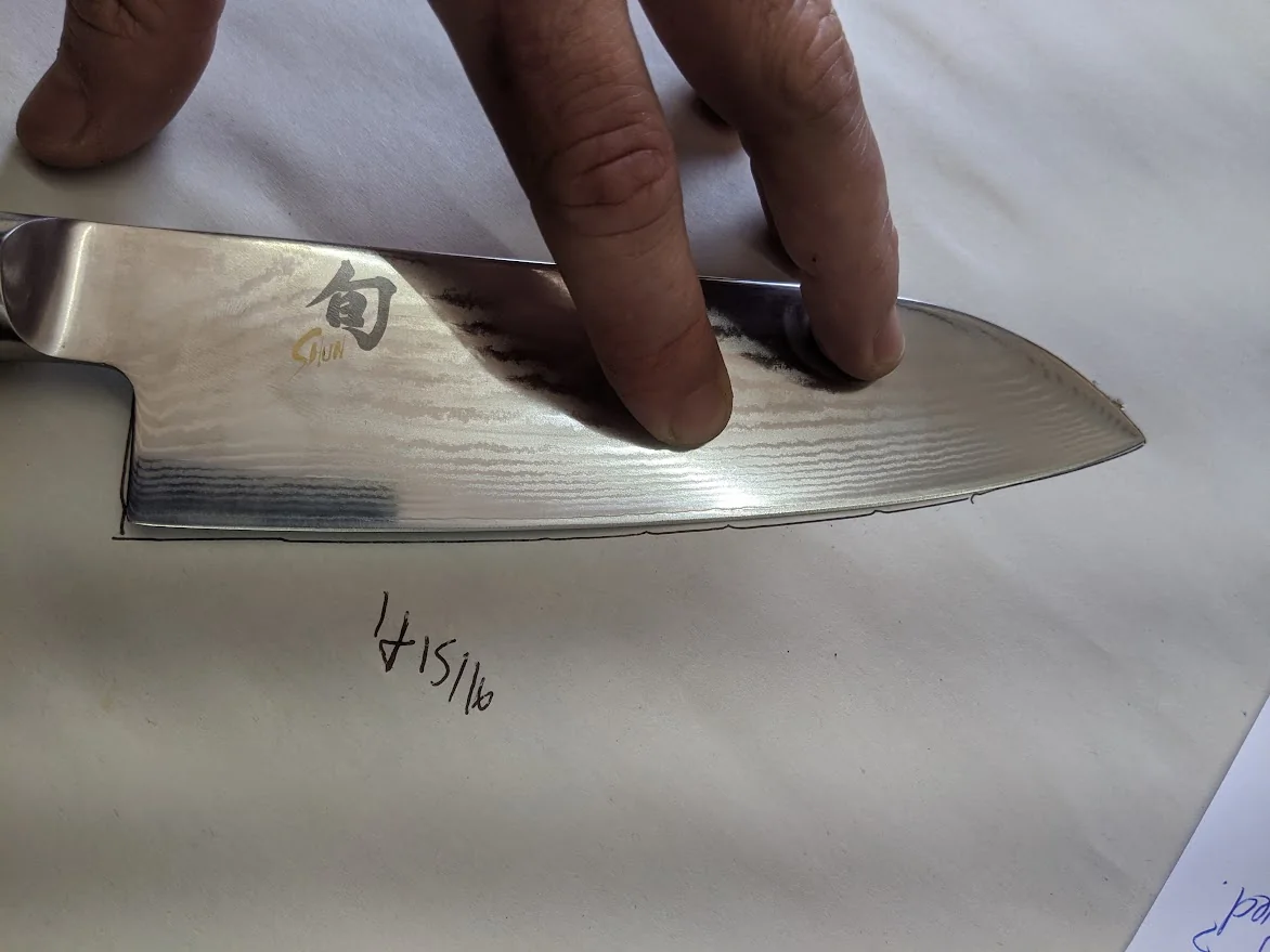Knife before broken profile correction
